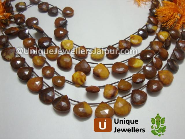 Brown Opel Faceted Heart Beads